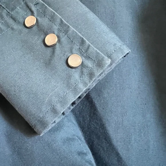 Men's Blue western snap button Dress Shirt - Picture 10 of 13